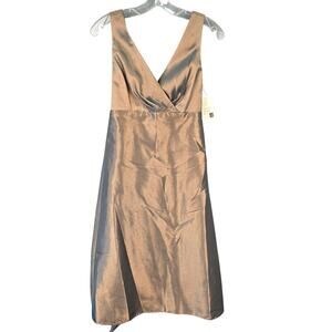 After Six Metallic Gold Dress NEW Wrap Bodice Sleeveless V-Neck Women Size 2 Zip